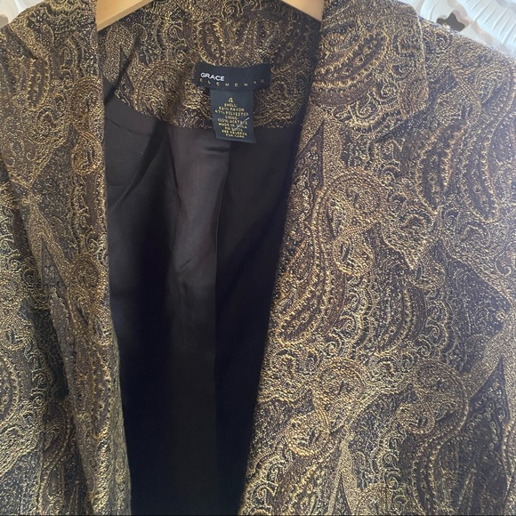 Vtg Grace Elements | brown and gold blazer 4 - Picture 4 of 8